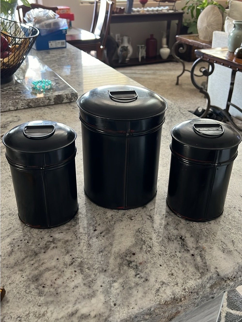 Set of 3 Metal Canisters Home Decor - Picture 11 of 12